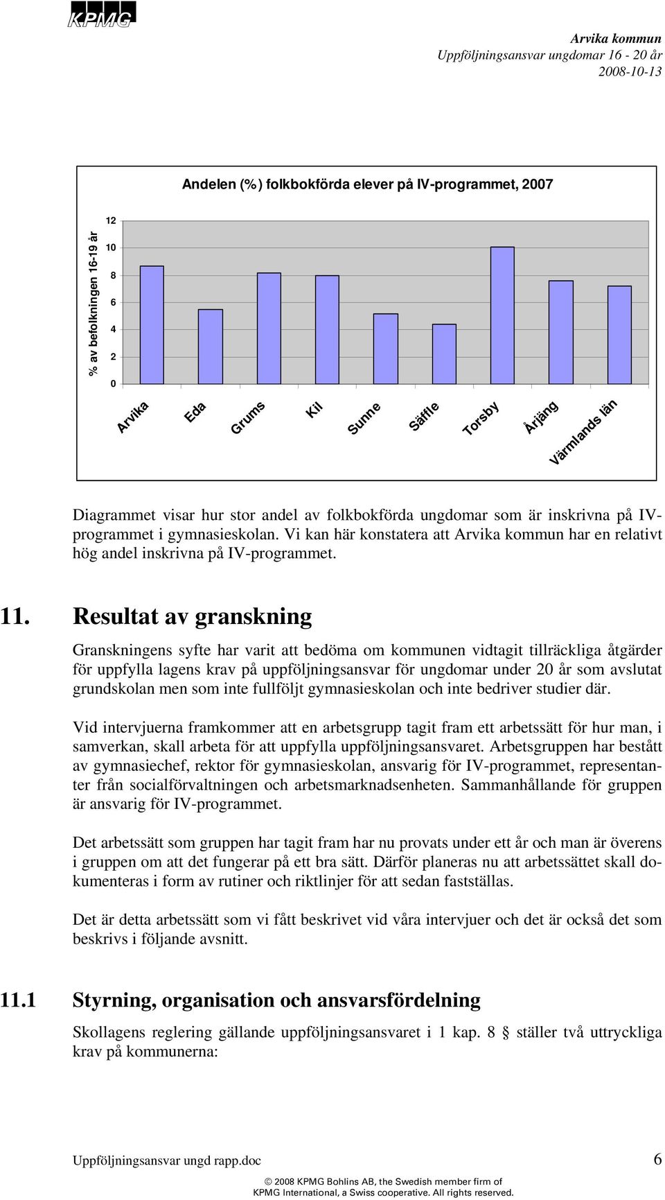 Resultat av granskning Granskningens syfte har varit att bedöma om kommunen vidtagit tillräckliga åtgärder för uppfylla lagens krav på uppföljningsansvar för ungdomar under 20 år som avslutat