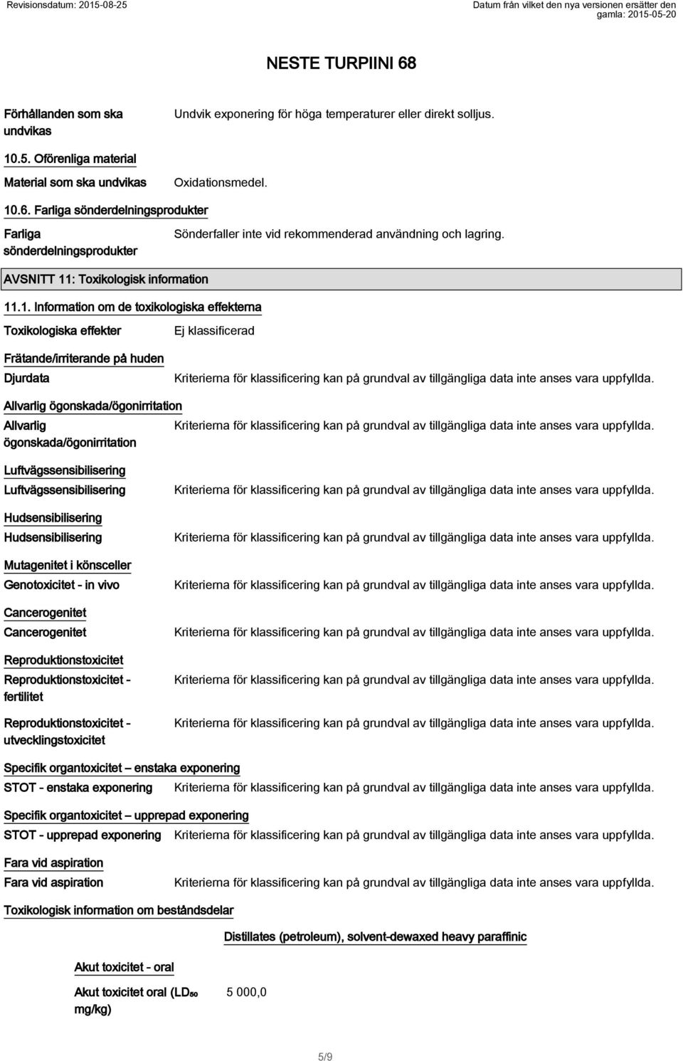 : Toxikologisk information 11