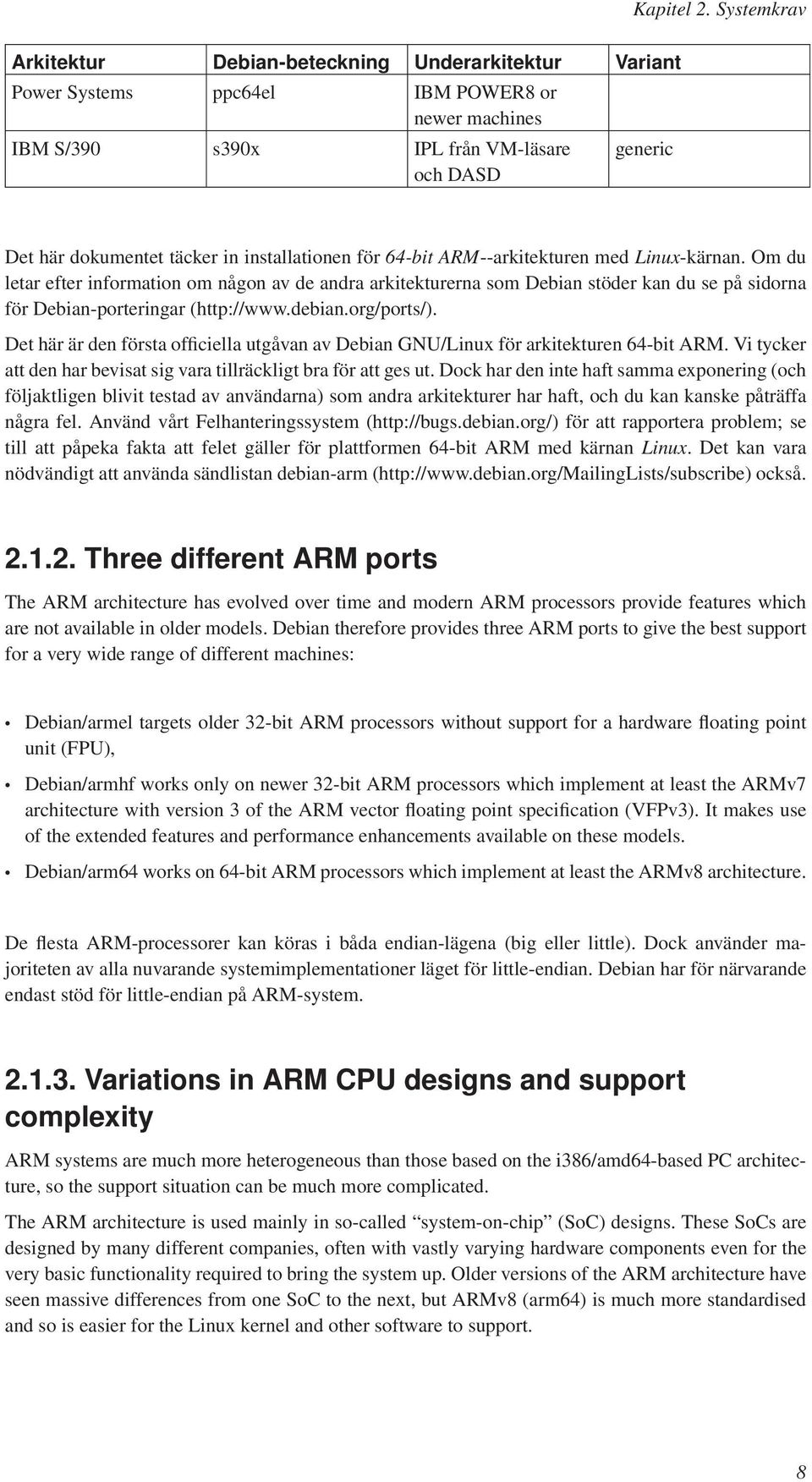 installationen för 64-bit ARM--arkitekturen med Linux-kärnan.
