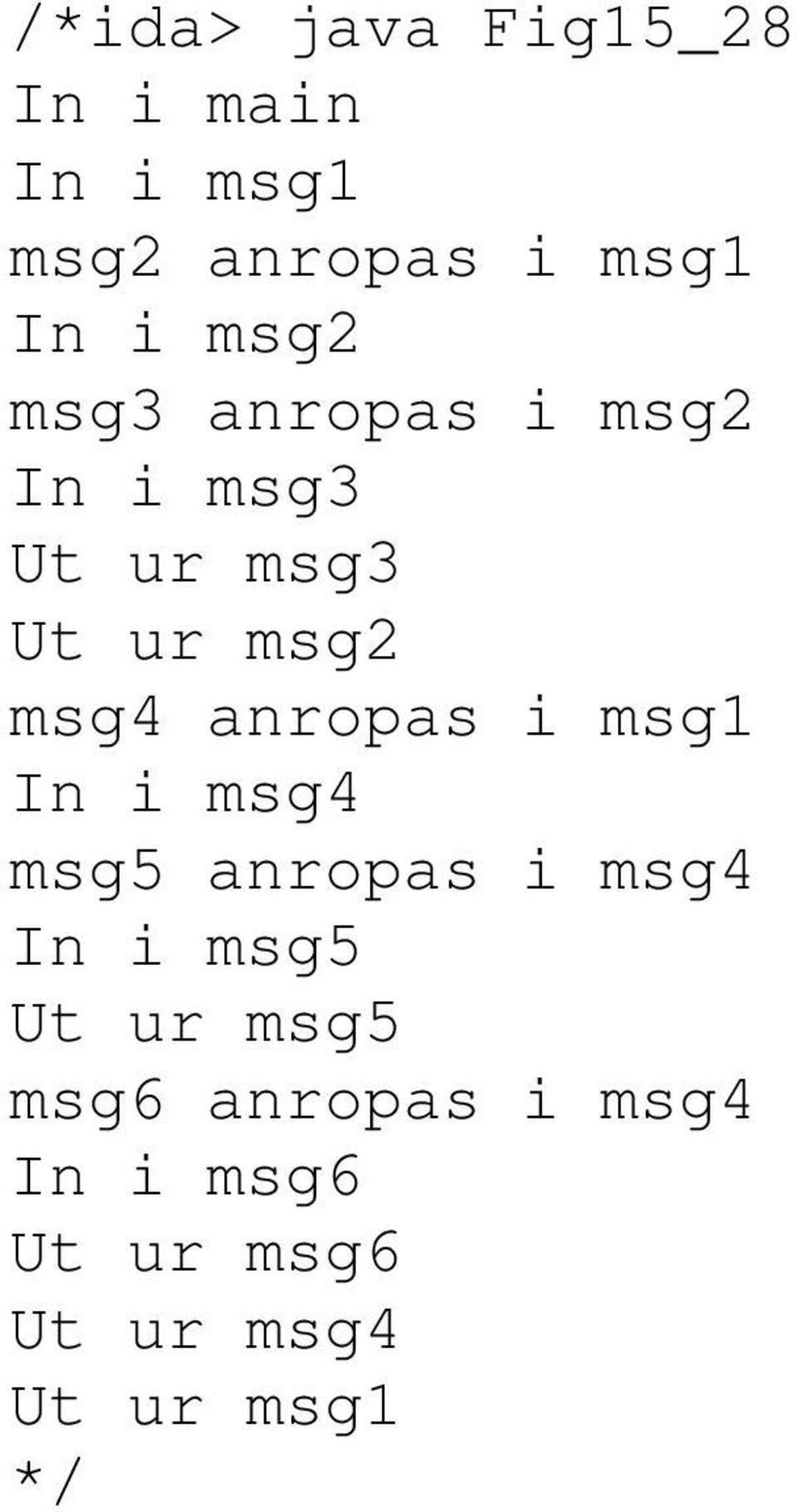 anropas i msg1 In i msg4 msg5 anropas i msg4 In i msg5 Ut ur