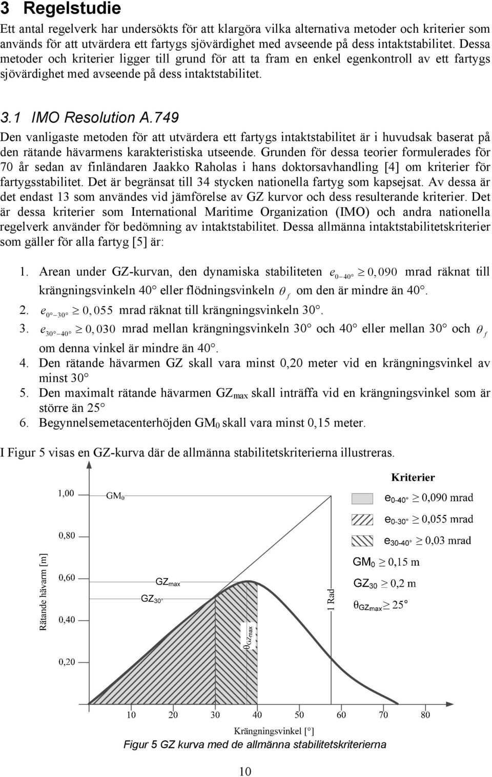 749 Den vanligaste metoden för att utvärdera ett fartygs intaktstabilitet är i huvudsak baserat på den rätande hävarmens karakteristiska utseende.
