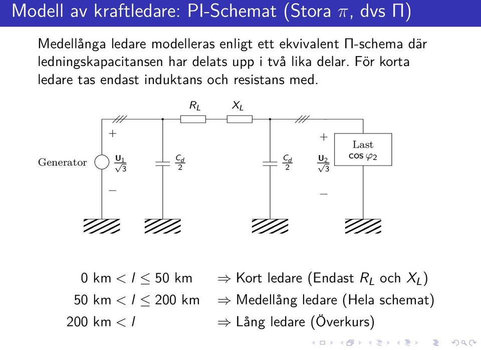 För korta ledare tas endast induktans och resistans med.