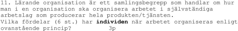 arbetslag som producerar hela produkten/tjänsten.