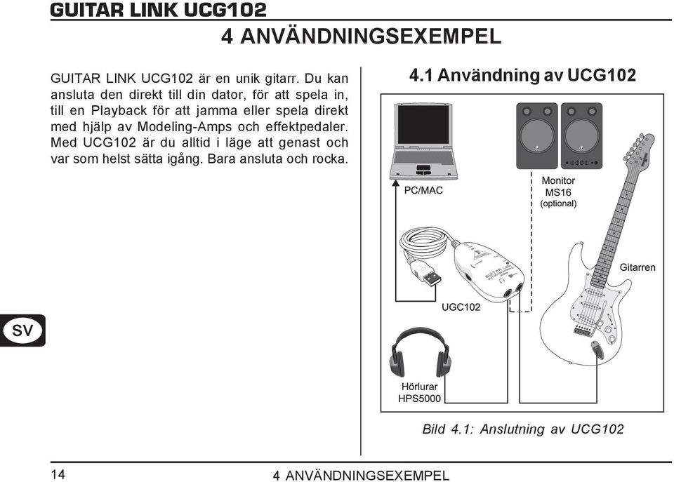 spela direkt med hjälp av Modeling-Amps och effektpedaler.