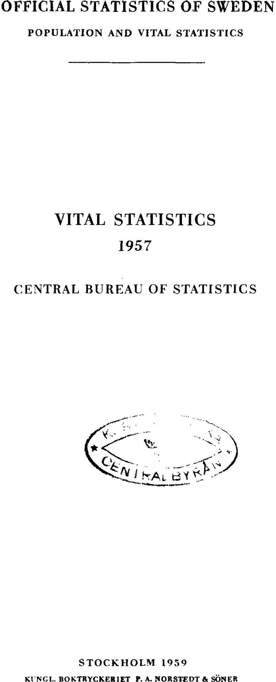 CENTRAL BUREAU OF STATISTICS STOCKHOLM