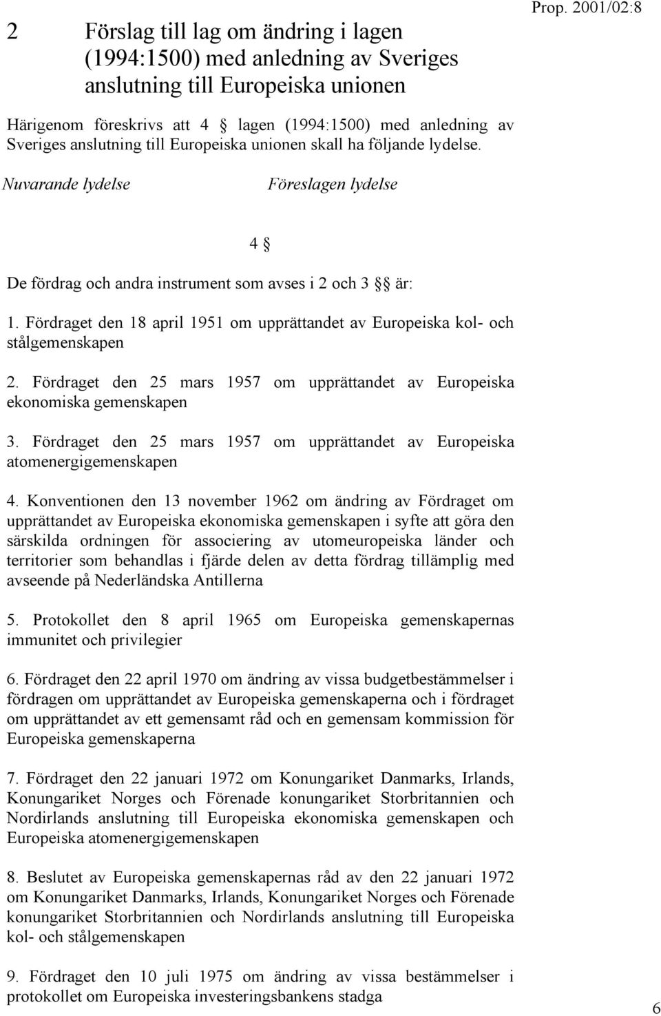 Fördraget den 18 april 1951 om upprättandet av Europeiska kol- och stålgemenskapen 2. Fördraget den 25 mars 1957 om upprättandet av Europeiska ekonomiska gemenskapen 3.