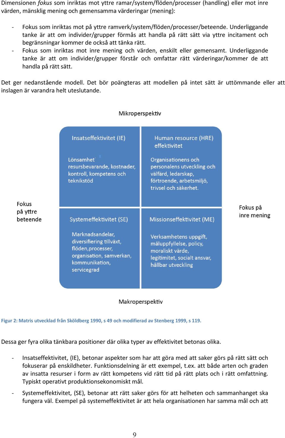 - Fokus som inriktas mot inre mening och värden, enskilt eller gemensamt. Underliggande tanke är att om individer/grupper förstår och omfattar rätt värderingar/kommer de att handla på rätt sätt.