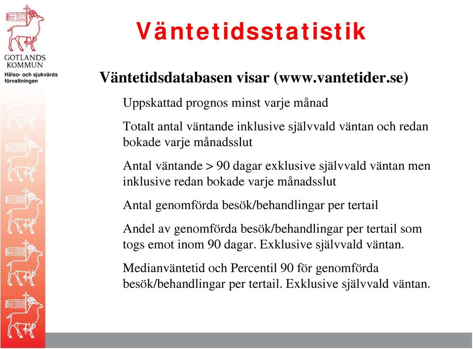 väntande > 90 dagar exklusive självvald väntan men inklusive redan bokade varje månadsslut Antal genomförda besök/behandlingar per