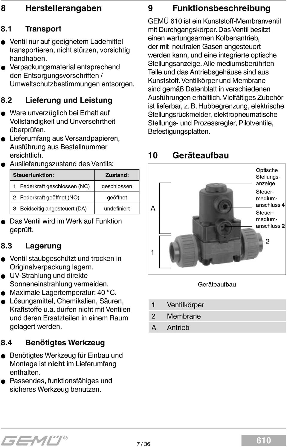 2 Lieferung und Leistung Ware unverzüglich bei Erhalt auf Vollständigkeit und Unversehrtheit überprüfen. Lieferumfang aus Versandpapieren, Ausführung aus Bestellnummer ersichtlich.