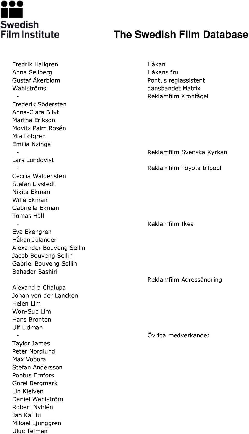 Reklamfilm Ikea Eva Ekengren Håkan Julander Alexander Bouveng Sellin Jacob Bouveng Sellin Gabriel Bouveng Sellin Bahador Bashiri - Reklamfilm Adressändring Alexandra Chalupa Johan von der Lancken