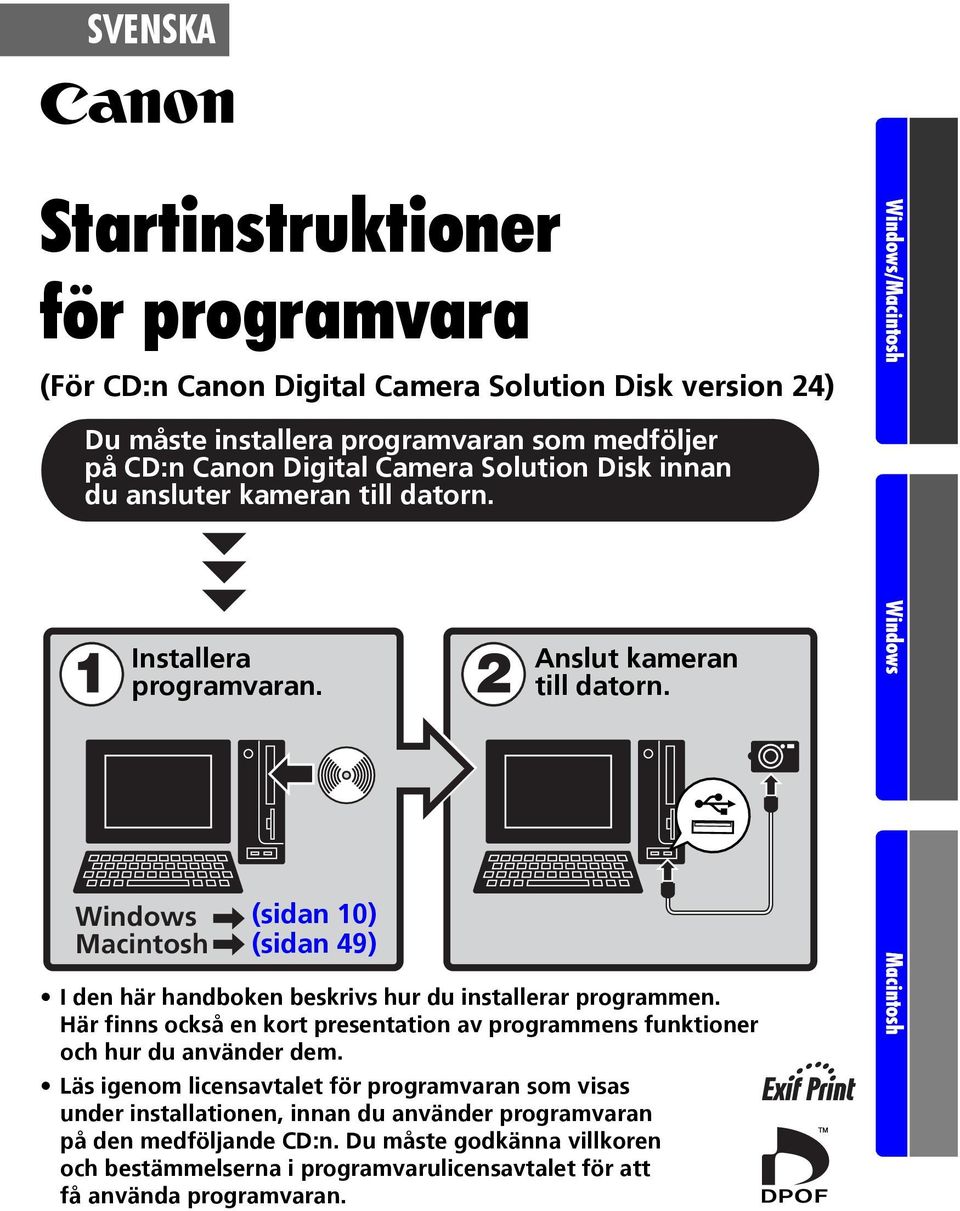 I den här handboken beskrivs hur du installerar programmen. Här finns också en kort presentation av programmens funktioner och hur du använder dem.