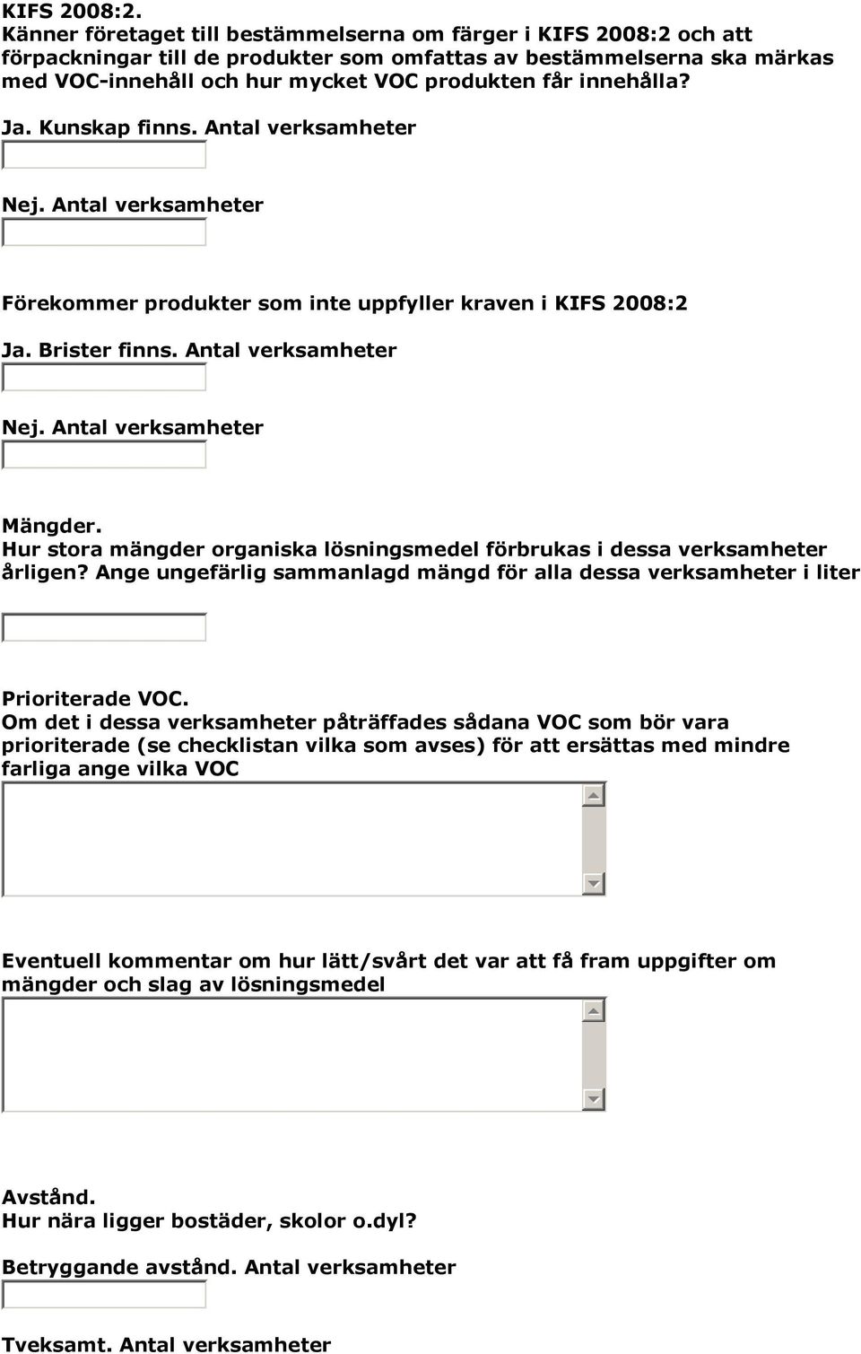 innehålla? Ja. Kunskap finns. Antal verksamheter Nej. Antal verksamheter Förekommer produkter som inte uppfyller kraven i KIFS 2008:2 Ja. Brister finns. Antal verksamheter Nej. Antal verksamheter Mängder.