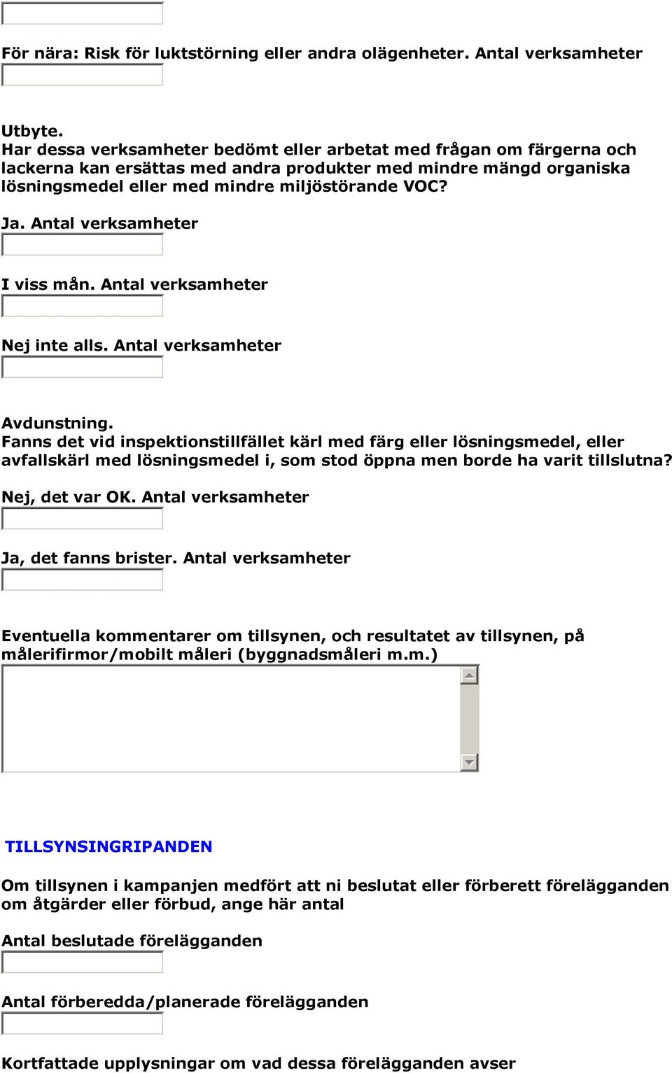 Antal verksamheter I viss mån. Antal verksamheter Nej inte alls. Antal verksamheter Avdunstning.