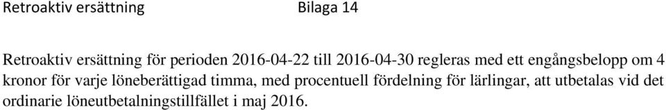 för varje löneberättigad timma, med procentuell fördelning för