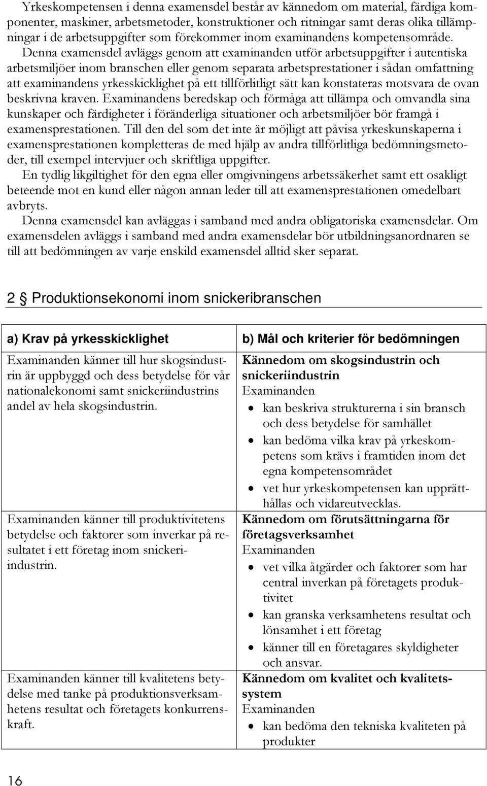 Denna examensdel avläggs genom att examinanden utför arbetsuppgifter i autentiska arbetsmiljöer inom branschen eller genom separata arbetsprestationer i sådan omfattning att examinandens