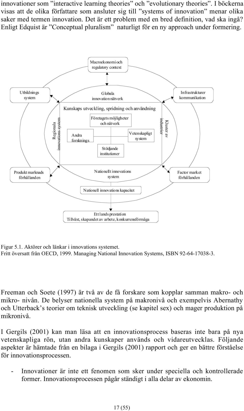 Macroekonomi och regulatory context Utbildnings system Globala innovation nätverk Kunskaps utveckling, spridning och användning Infrastrukturer kommunikation Regionala innovations system Andra