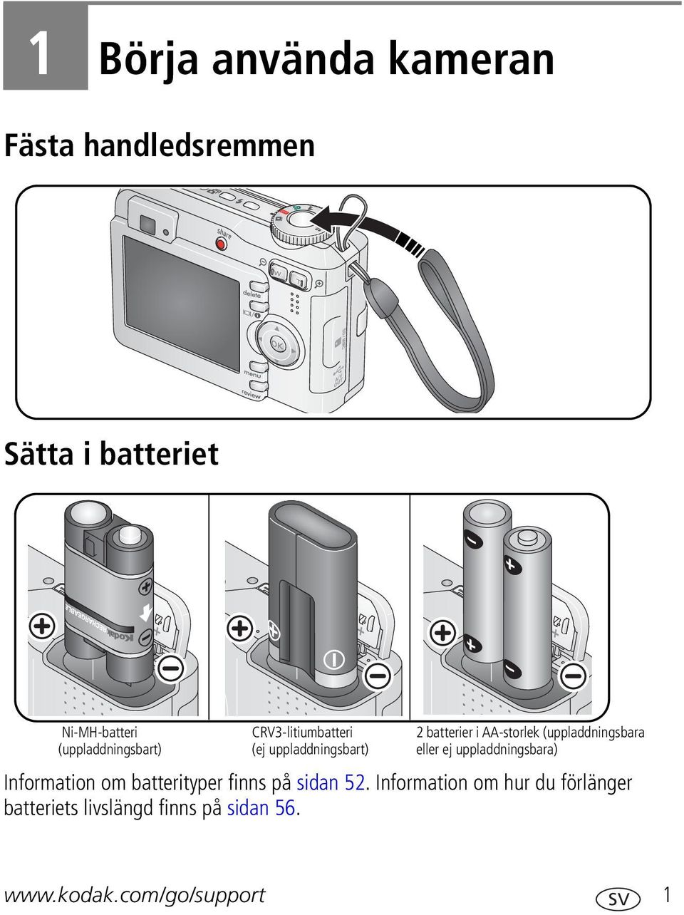 (uppladdningsbara eller ej uppladdningsbara) Information om batterityper finns på sidan