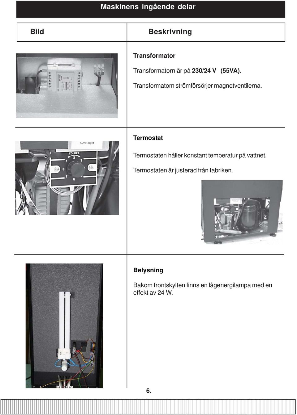 Termostat Termostaten håller konstant temperatur på vattnet.