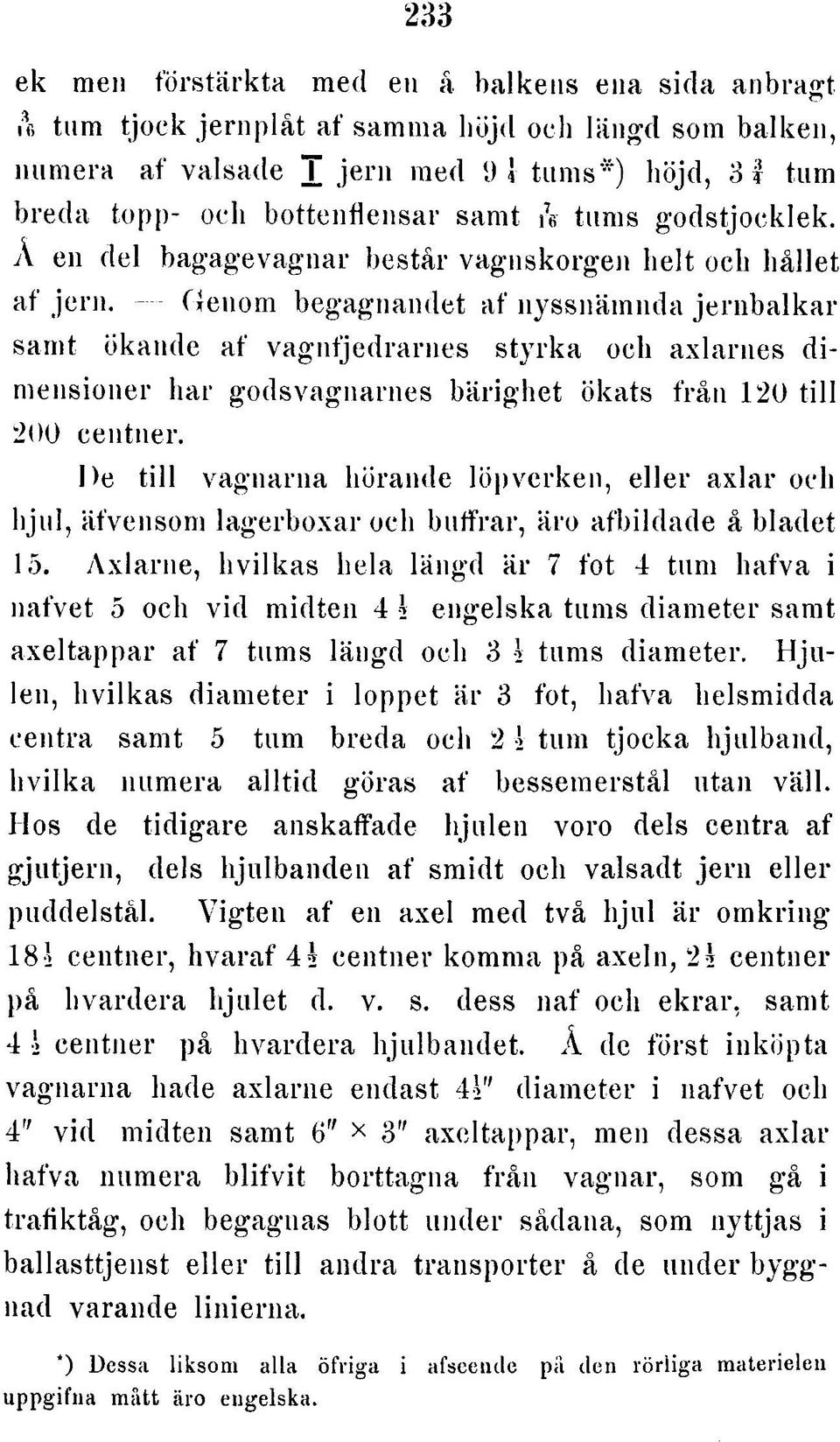 G enom b e g a g n a n d e t a f nyssn ä m n d a je r n b a lk a r sam t ö kande a f v a g n fje d ra rn e s s ty rk a och a x la rn e s d i m e n sio n e r h a r g o d s v a g n a rn e s b ä rig h e