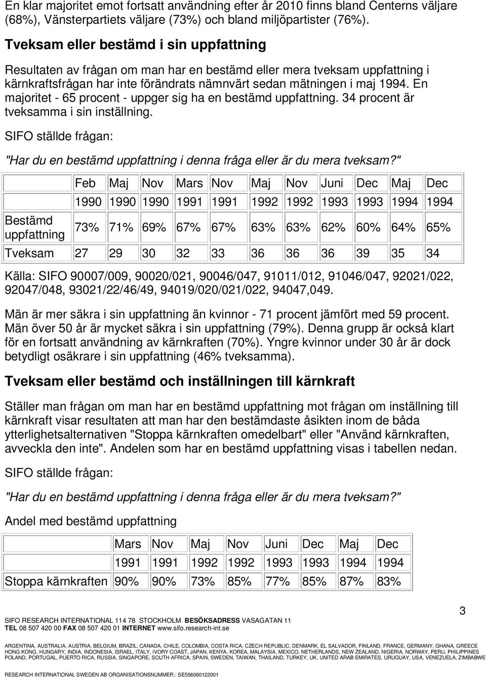 En majoritet - 65 procent - uppger sig ha en bestämd uppfattning. 34 procent är tveksamma i sin inställning. "Har du en bestämd uppfattning i denna fråga eller är du mera tveksam?