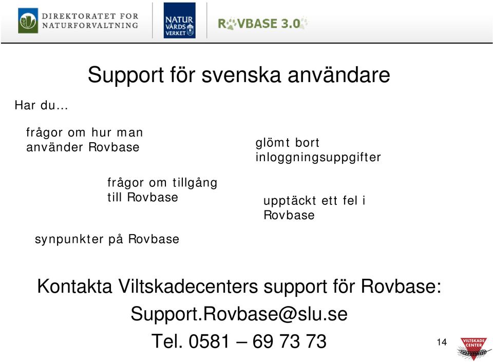 inloggningsuppgifter upptäckt ett fel i Rovbase synpunkter på Rovbase