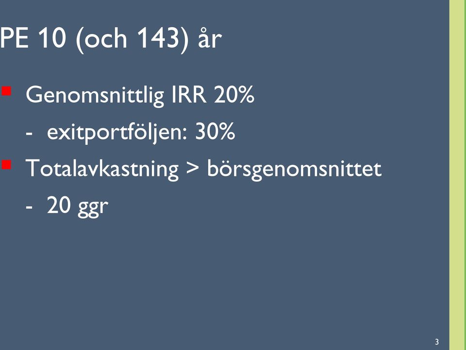 exitportföljen: 30%