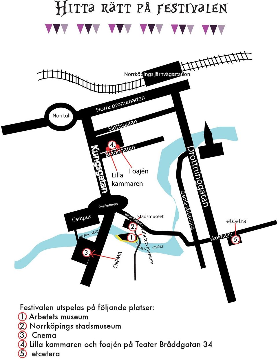 CNEMA Västgötagatan 2. Stadsmuséet Arbetets museum MOTA LA STRÖM skolgatan etcetra 1. 5.