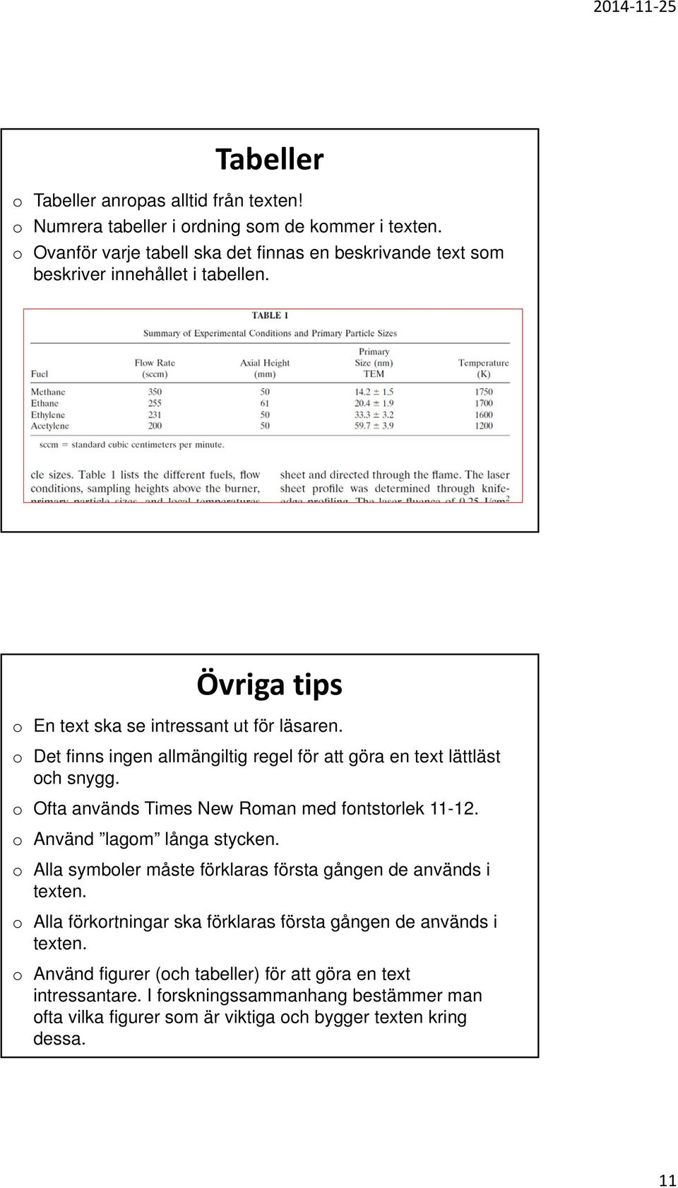 Det finns ingen allmängiltig regel för att göra en text lättläst ch snygg. Ofta används Times New Rman med fntstrlek 11-12. Använd lagm långa stycken.