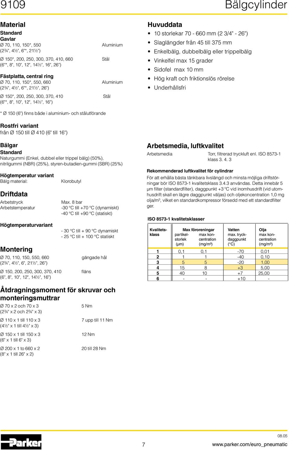 Enkelbälg, dubbelbälg eller trippelbälg Vinkelfel max 15 grader Sidofel max 10 mm Hög kraft och friktionslös rörelse Underhållsfri * Ø 150 (6") finns både i aluminium- och stålutförande Rostfri