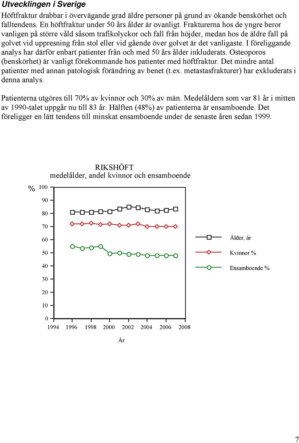 vanligaste. I föreliggande analys har därför enbart patienter från och med 5 års ålder inkluderats. Osteoporos (benskörhet) är vanligt förekommande hos patienter med höftfraktur.