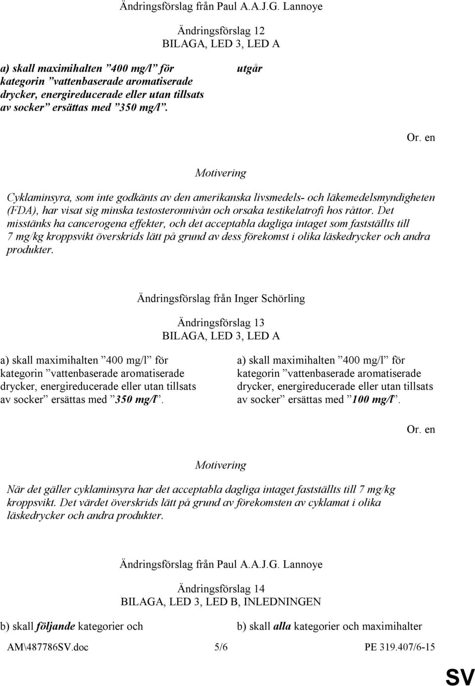 utgår Cyklaminsyra, som inte godkänts av den amerikanska livsmedels- och läkemedelsmyndigheten (FDA), har visat sig minska testosteronnivån och orsaka testikelatrofi hos råttor.