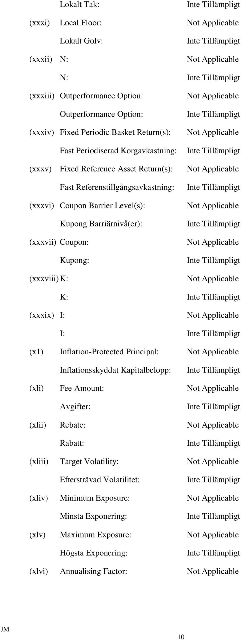 Not Applicable Not Applicable Not Applicable Not Applicable Not Applicable Not Applicable K: (xxxix) I: Not Applicable I: (x1) Inflation-Protected Principal: Not Applicable Inflationsskyddat