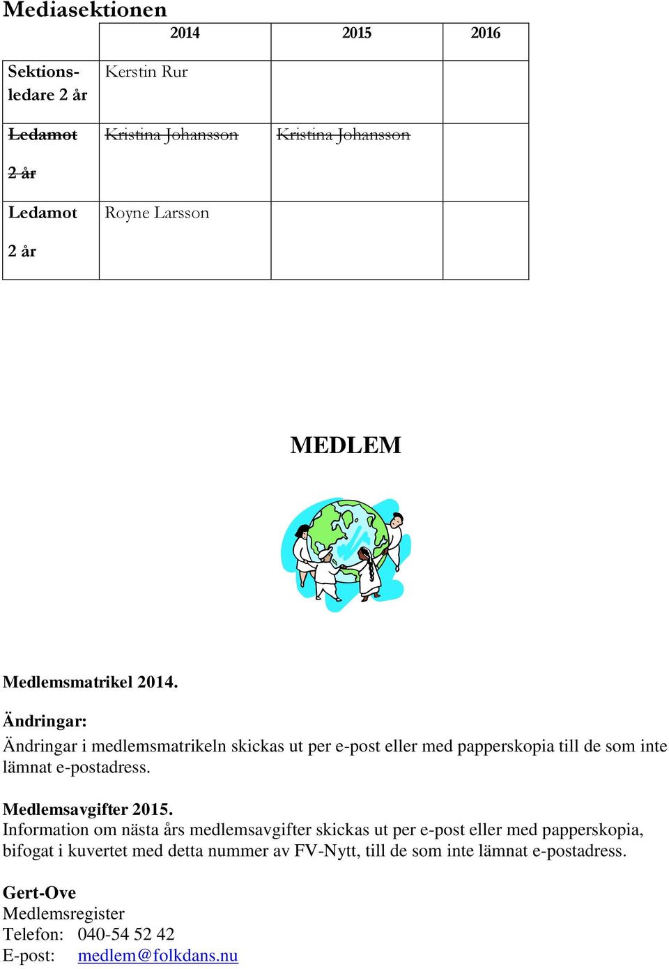 Medlemsavgifter 2015.