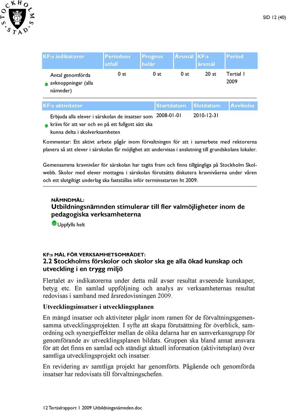 inom förvaltningen för att i samarbete med rektorerna planera så att elever i särskolan får möjlighet att undervisas i anslutning till grundskolans lokaler.