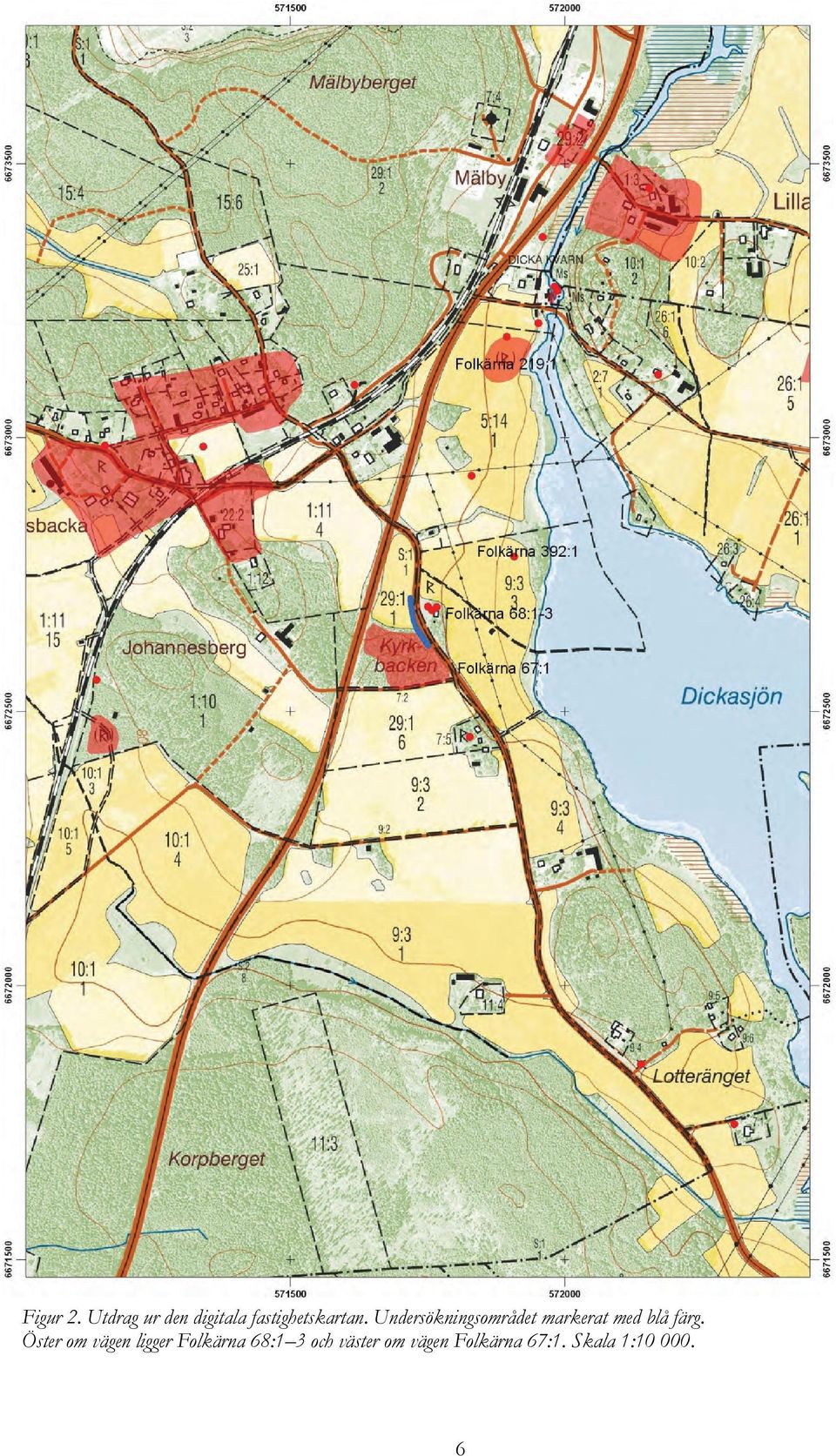 Undersökningsområdet markerat med blå färg.