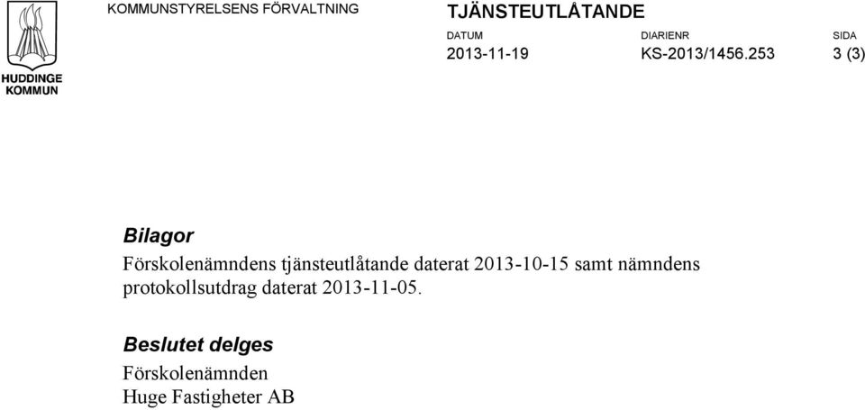 253 3 (3) Bilagor Förskolenämndens tjänsteutlåtande daterat