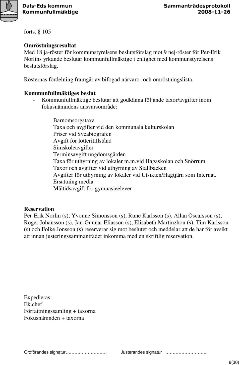 Rösternas fördelning framgår av bifogad närvaro- och omröstningslista.