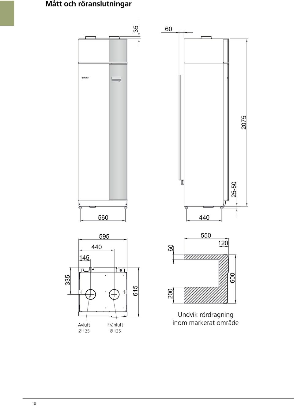 275 6 Avluft Ø 125 Frånluft Ø 125