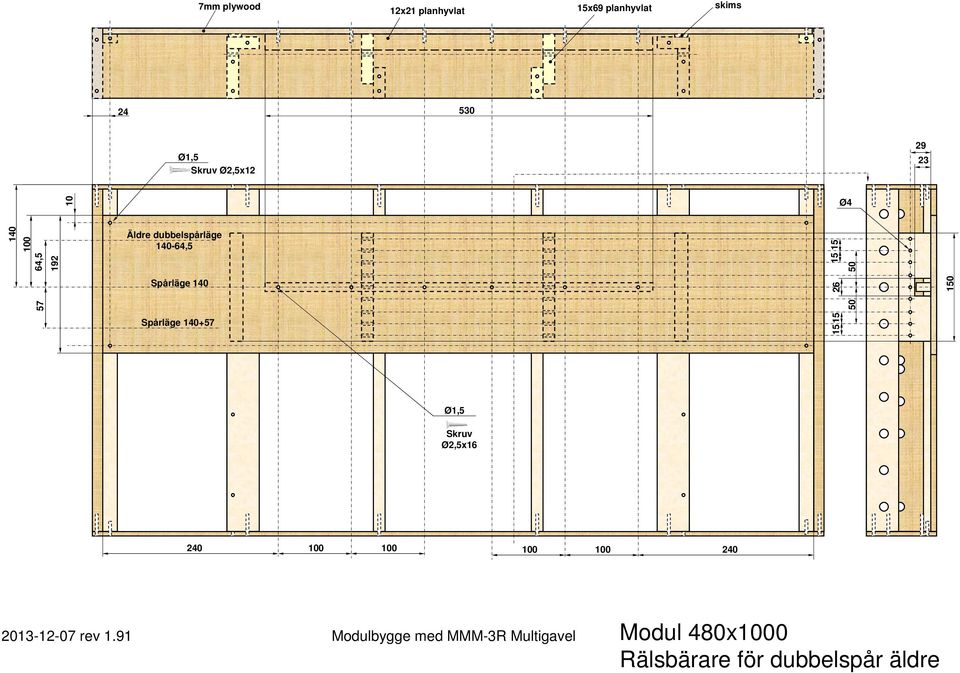 Spårläge 140 15 15 26 50 50 150 Spårläge 140+57 15 15 Ø1,5 Skruv