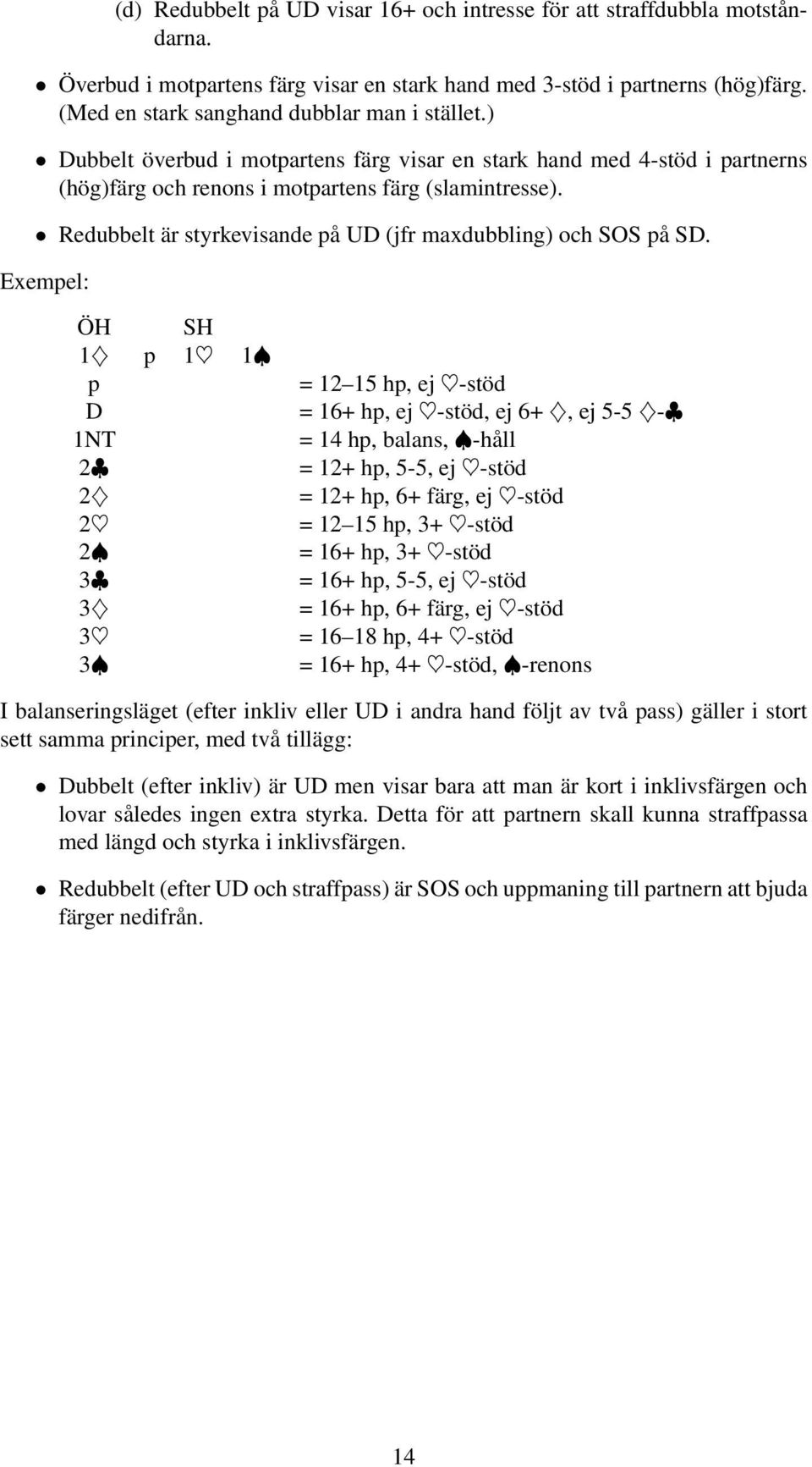 Redubbelt är styrkevisande på UD (jfr maxdubbling) och SOS på SD.