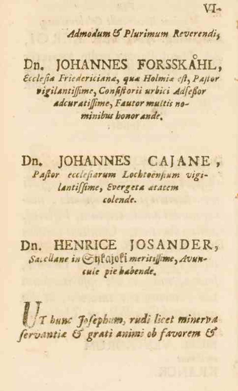 t»sminibusbönorande, Dn, JOHANNES CAJANE, Pastor «i.,,»',"»>» Lecltee»/.*.