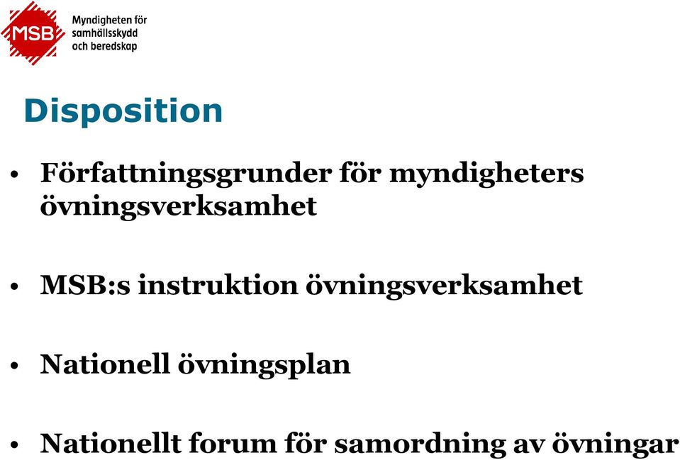 instruktion övningsverksamhet Nationell