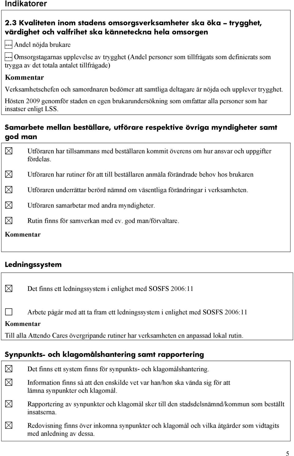 personer som tillfrågats som definierats som trygga av det totala antalet tillfrågade) Verksamhetschefen och samordnaren bedömer att samtliga deltagare är nöjda och upplever trygghet.