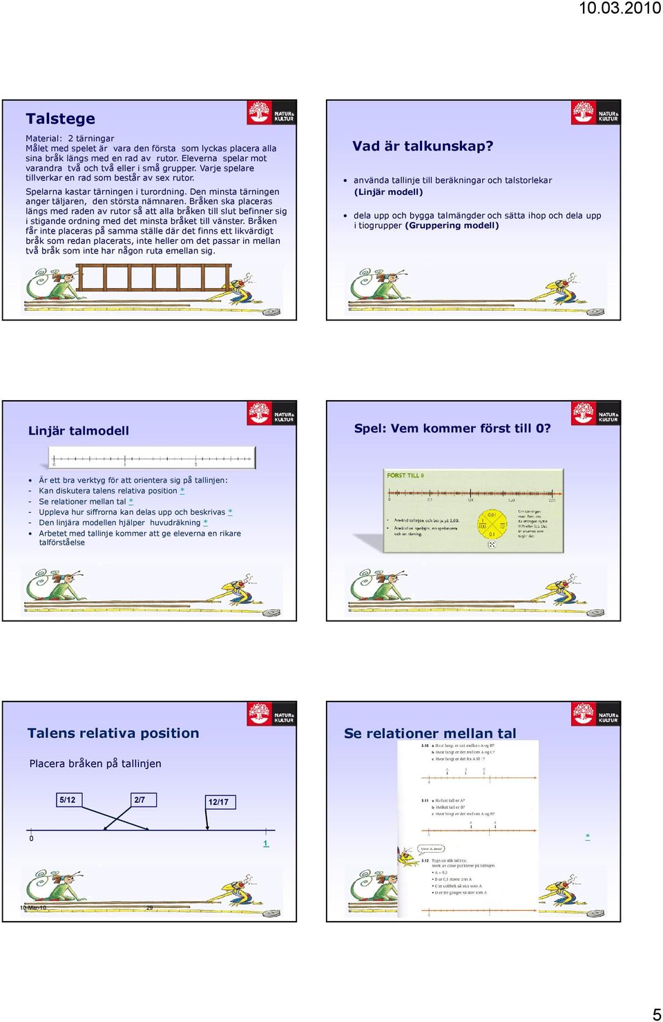 Bråken ska placeras längs med raden av rutor så att alla bråken till slut befinner sig i stigande ordning med det minsta bråket till vänster.