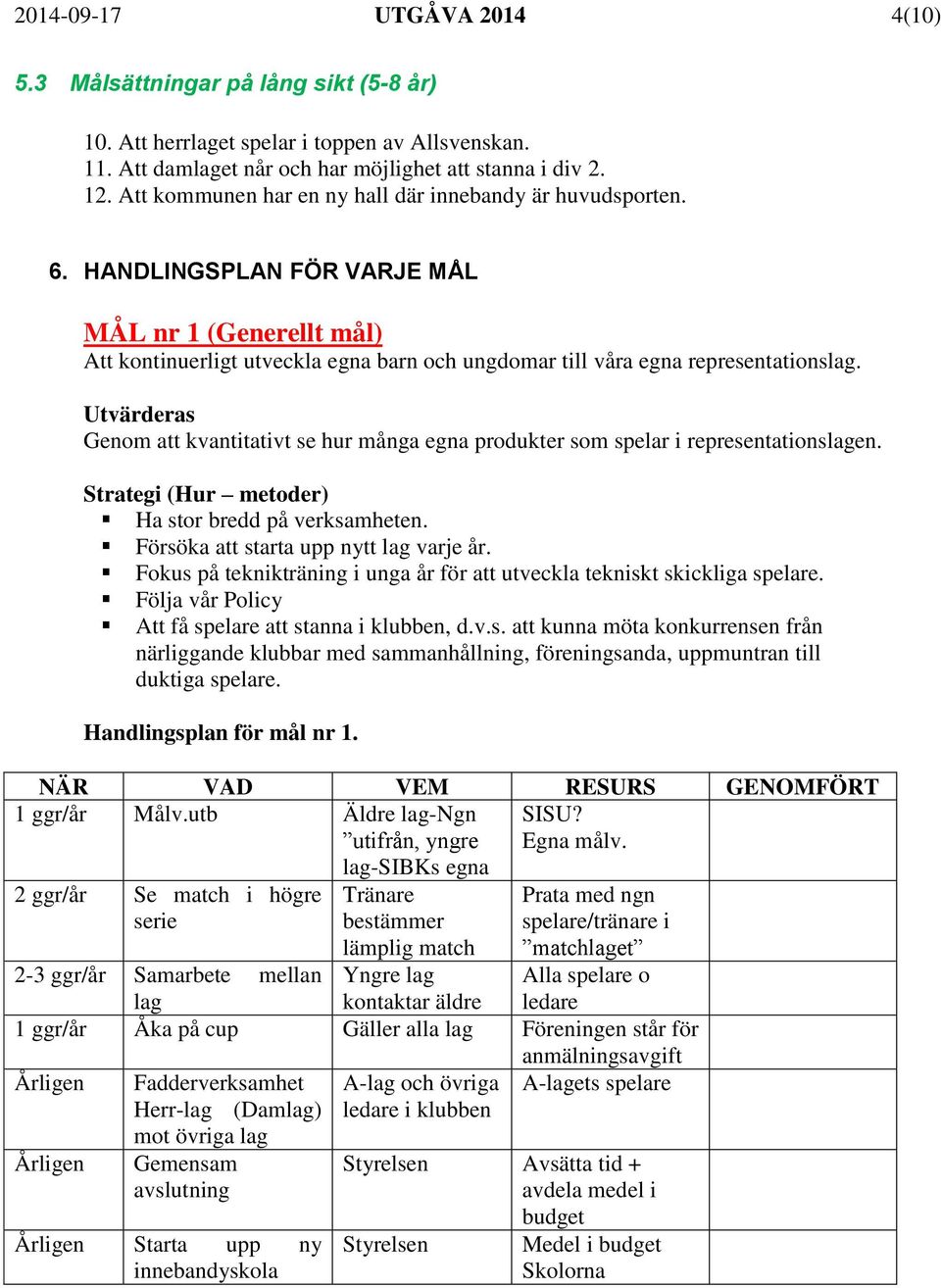 Genom att kvantitativt se hur många egna produkter som spelar i representationslagen. Ha stor bredd på verksamheten. Försöka att starta upp nytt lag varje år.