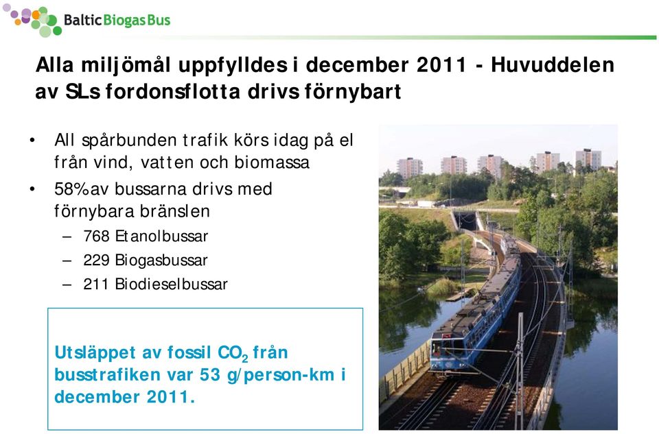 av bussarna drivs med förnybara bränslen 768 Etanolbussar 229 Biogasbussar 211