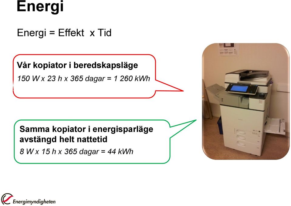 260 kwh Samma kopiator i energisparläge