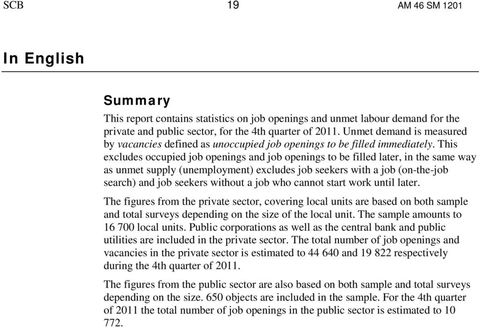 This excludes occupied job openings and job openings to be filled later, in the same way as unmet supply (unemployment) excludes job seekers with a job (on-the-job search) and job seekers without a