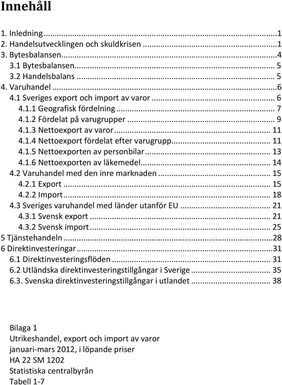 .. 14 4.2 Varuhandel med den inre marknaden... 15 4.2.1 Export... 15 4.2.2 Import... 18 4.3 Sveriges varuhandel med länder utanför EU... 21 4.3.1 Svensk export... 21 4.3.2 Svensk import.