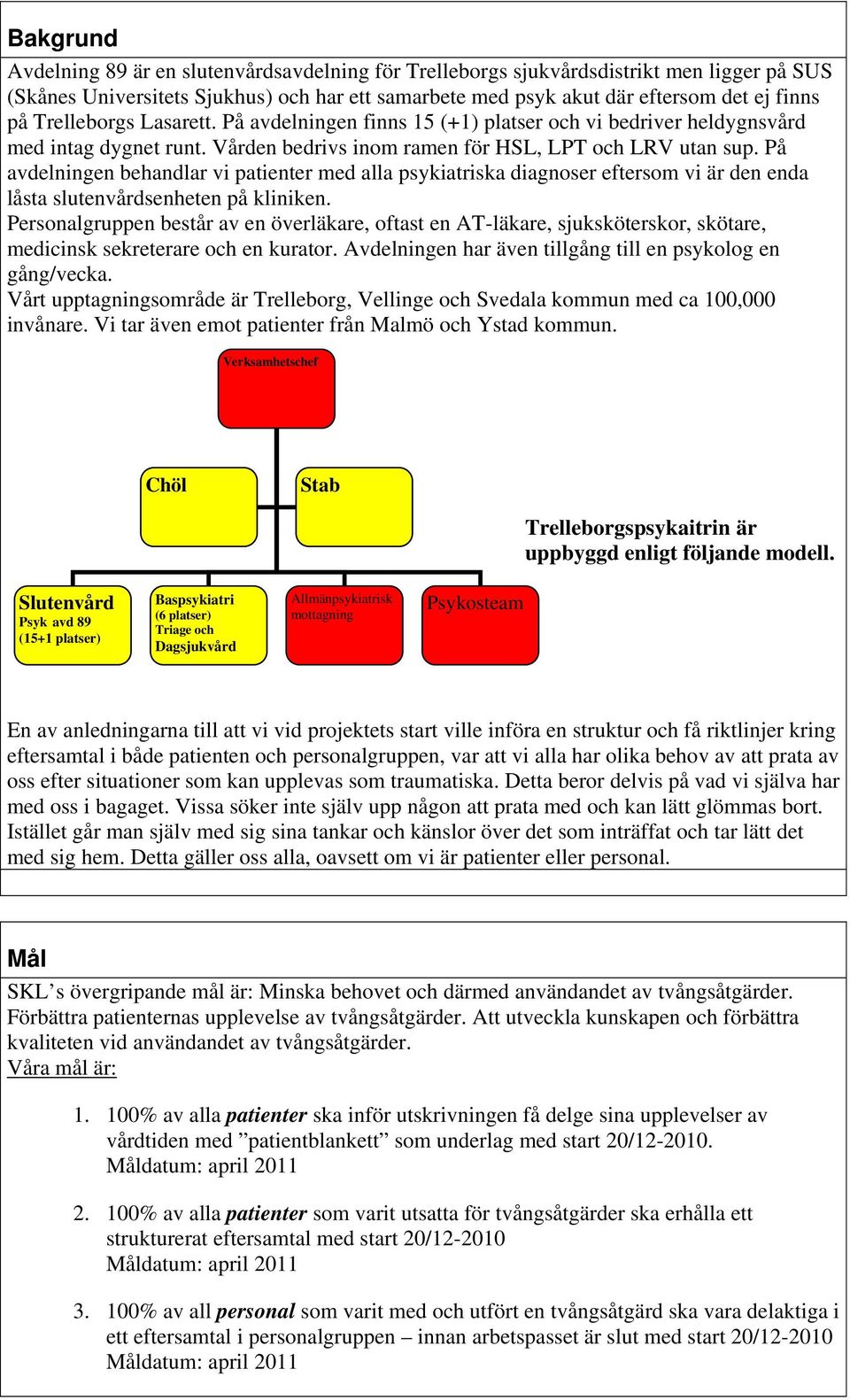 På avdelningen behandlar vi patienter med alla psykiatriska diagnoser eftersom vi är den enda låsta slutenvårdsenheten på kliniken.